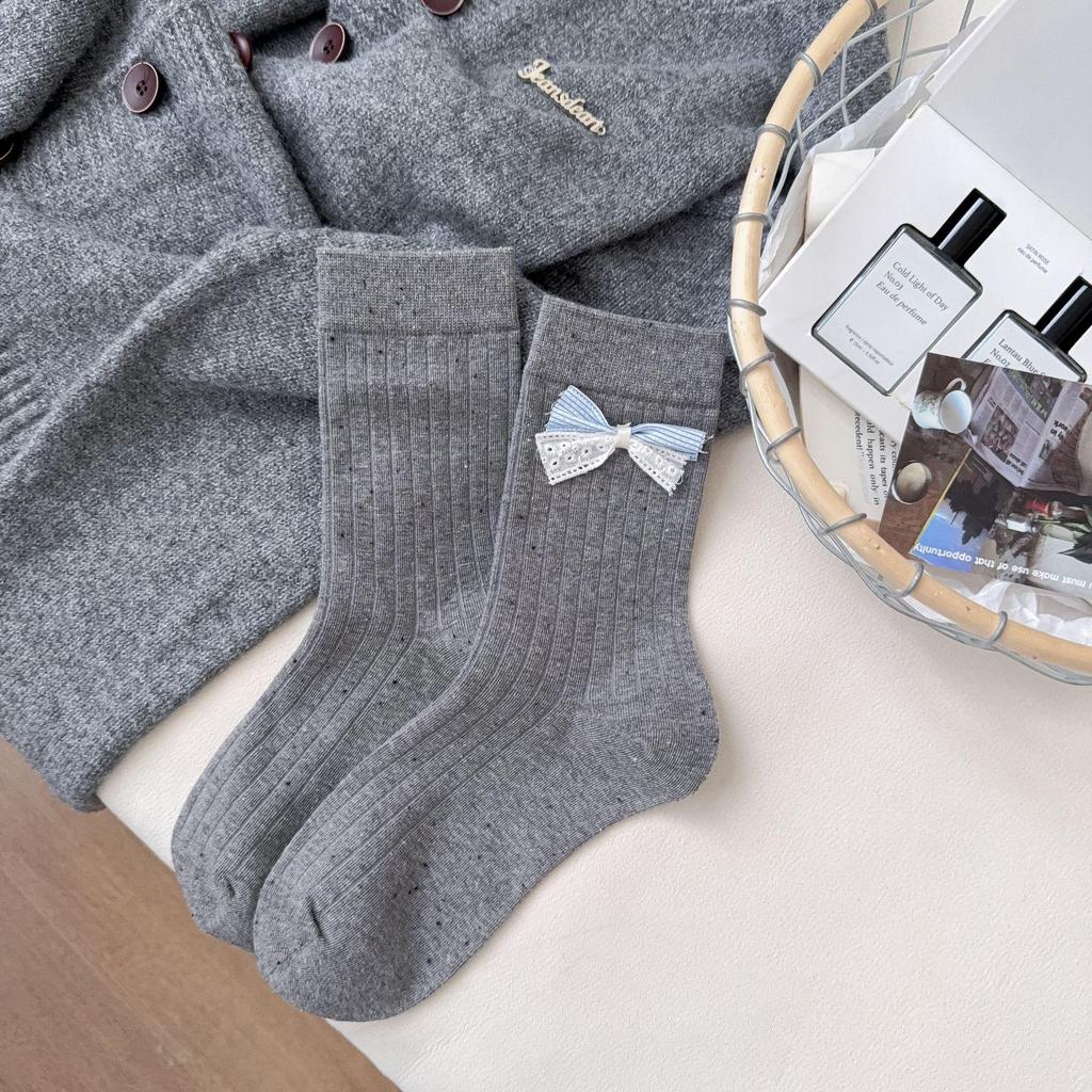 Podzimní/Zimní Trendy Všestranné Dámské Ponožky Střední Délky s Látkovou Etiketou