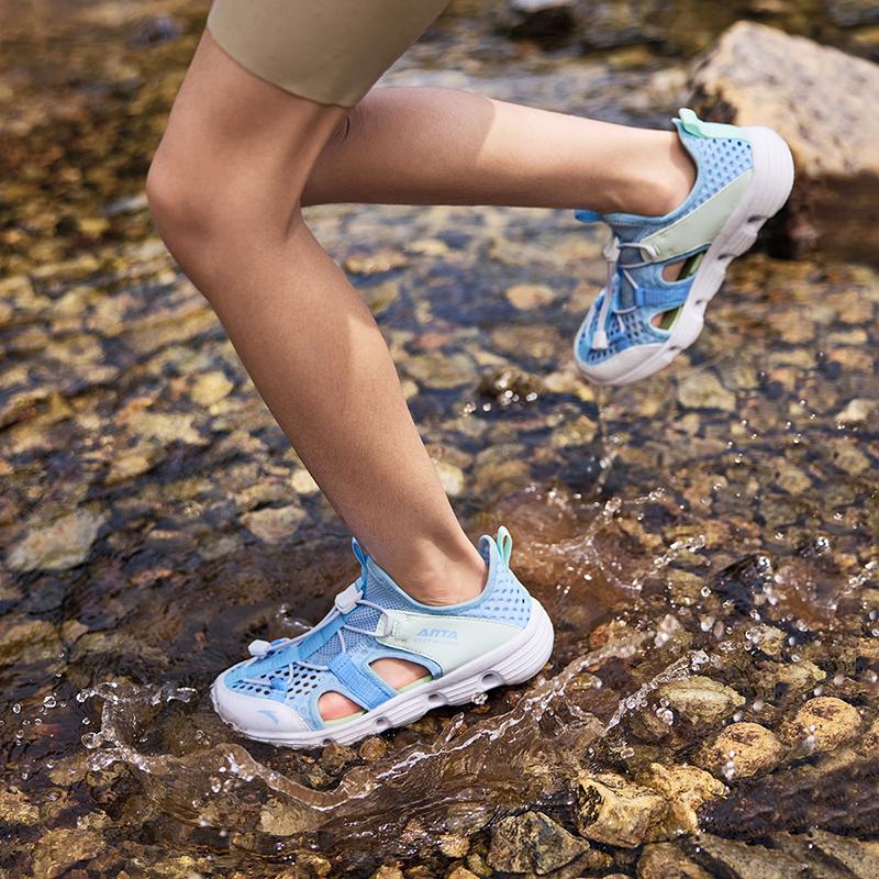 Anta Kids Synthetic Leather Fabric Trendy Comfortable Versatile Outdoor Sports Casual Beach Shoes Kids Shoes Blue Green A322426906-4