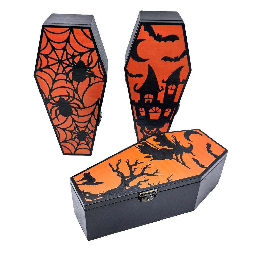 Halloween Candy Box Wooden Storage Container Functional Storage Solution
