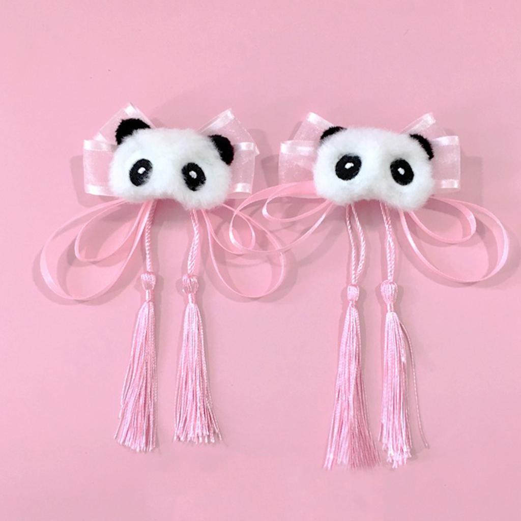 Y2K Panda Hair Clip for Girl LolitaStyle Bowknot Tassels Hairpin Hanfu Costume Barrettes Anime Subculture Hair Accessory