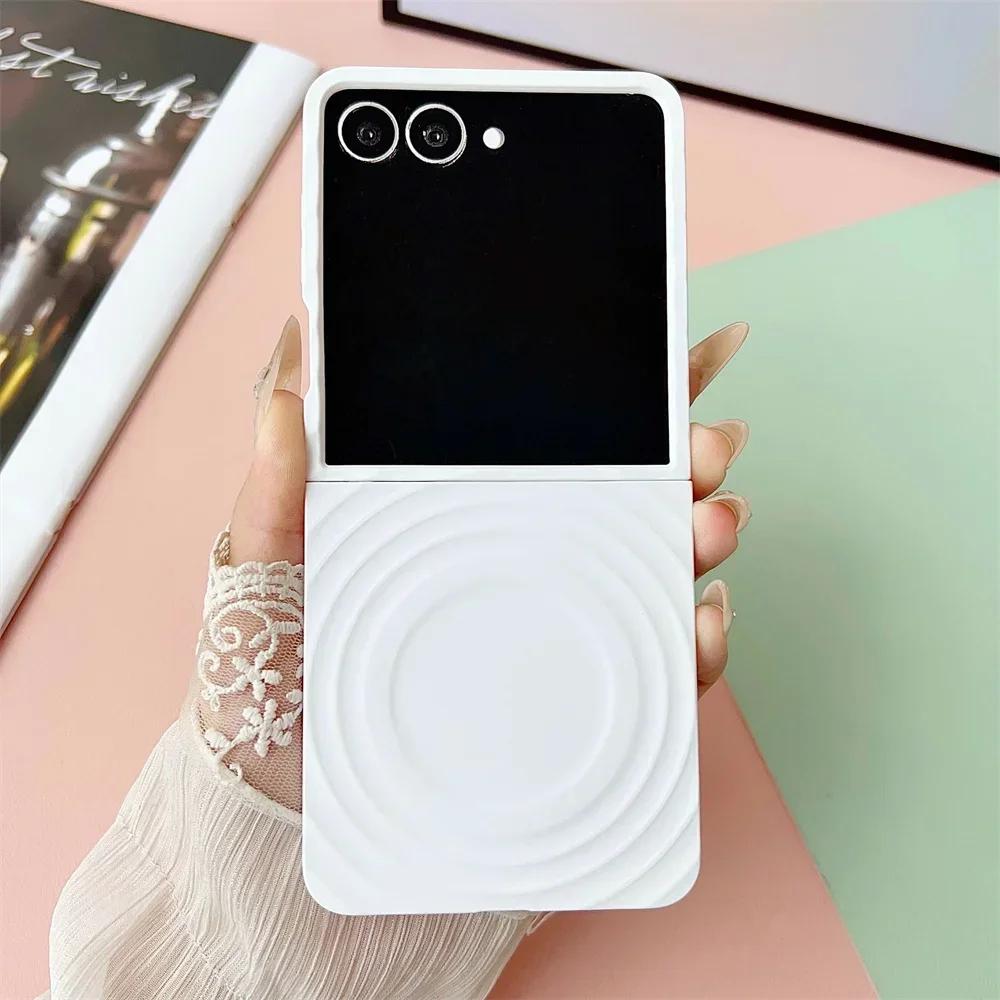 Phone Case for Samsung Galaxy Z Flip 7 fe 6 5 Flip7 Flip6 Flip5 5G Hard PC Protective Cover Ripple for Magsafe Magnetic