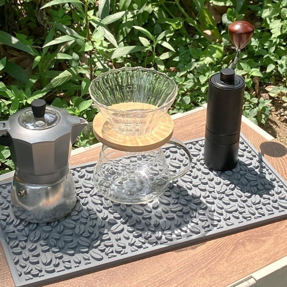 Silicone Coffee Bean Mat Waterproof Non-slip Drainage Mat Thermal Insulation Coffee Accessories Bar Counter Mat Coffee Bar