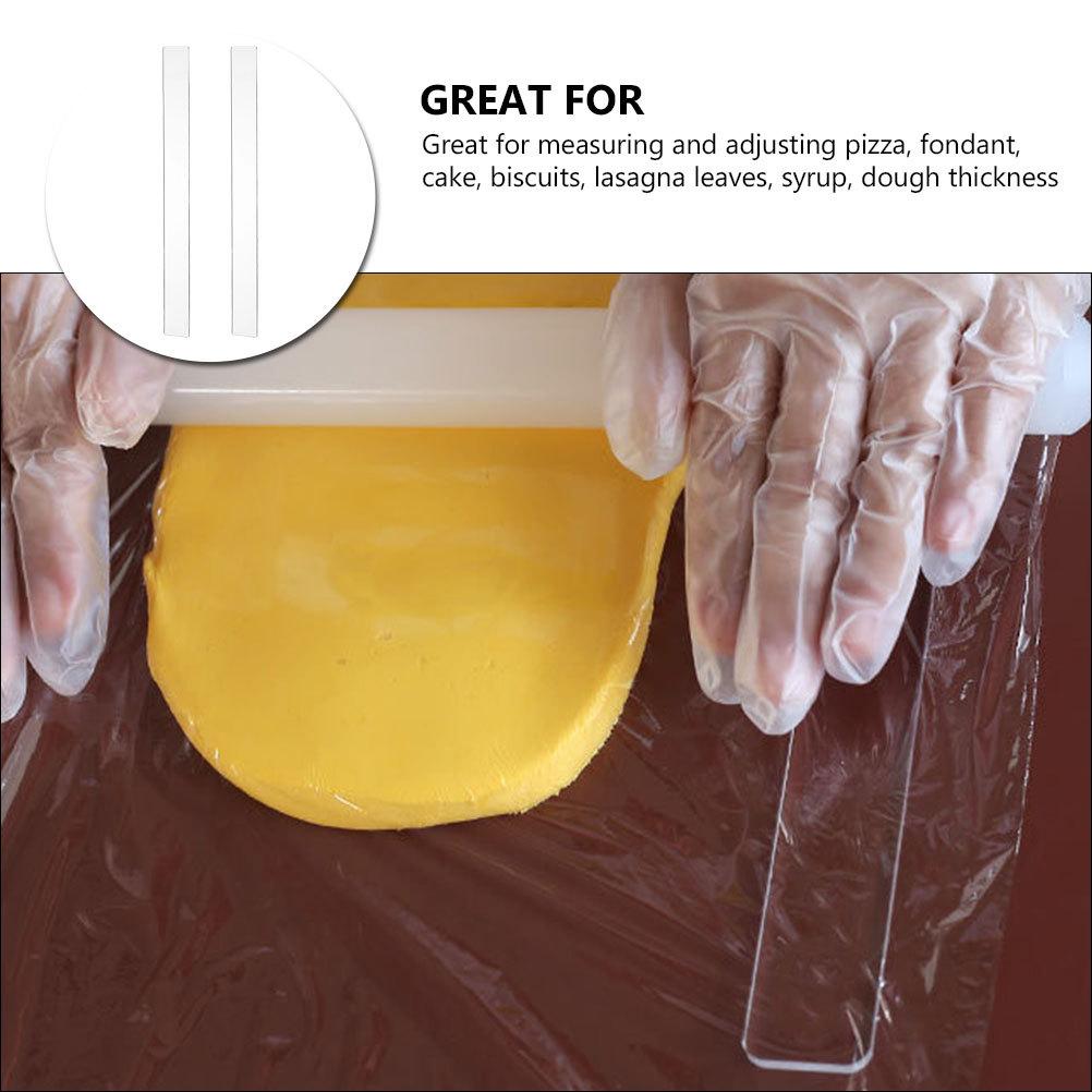 2Pcs Reusable Acrylic Dough Measuring Sticks Rolling Pin Guides for Baking Thickness Leveler Rulers Cookie Pastry Kitchen Tools