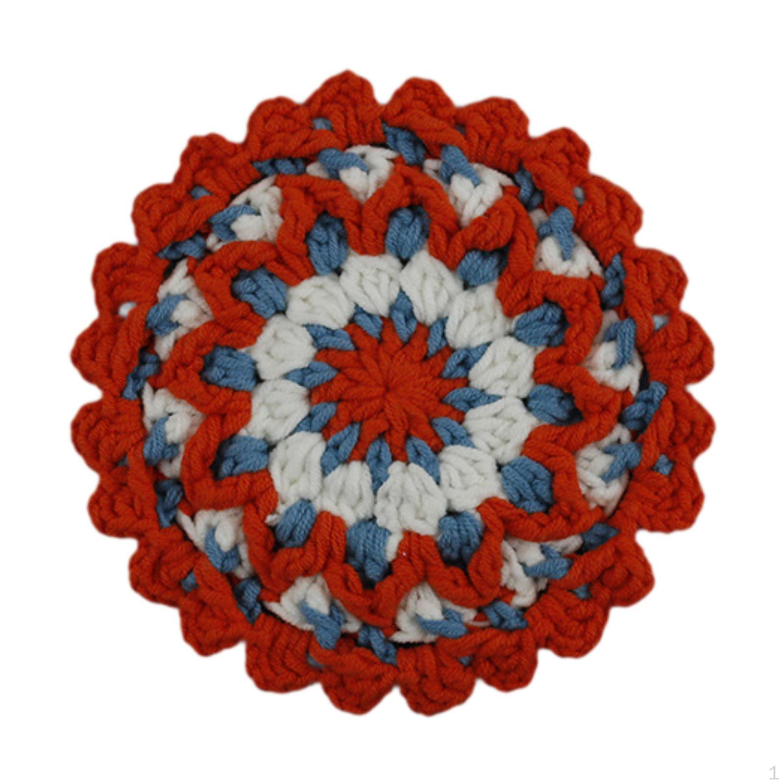 Round Woven Placemat Cup Coaster Circle Non Slip Tabletop Protection Braided Place Mat Water