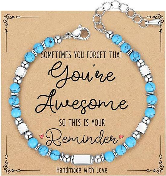 Bracelet de Couple Bohème 4MM: Pierre Naturelle Perlée avec Turquoise Zèbre Poudre et Acier Inoxydable