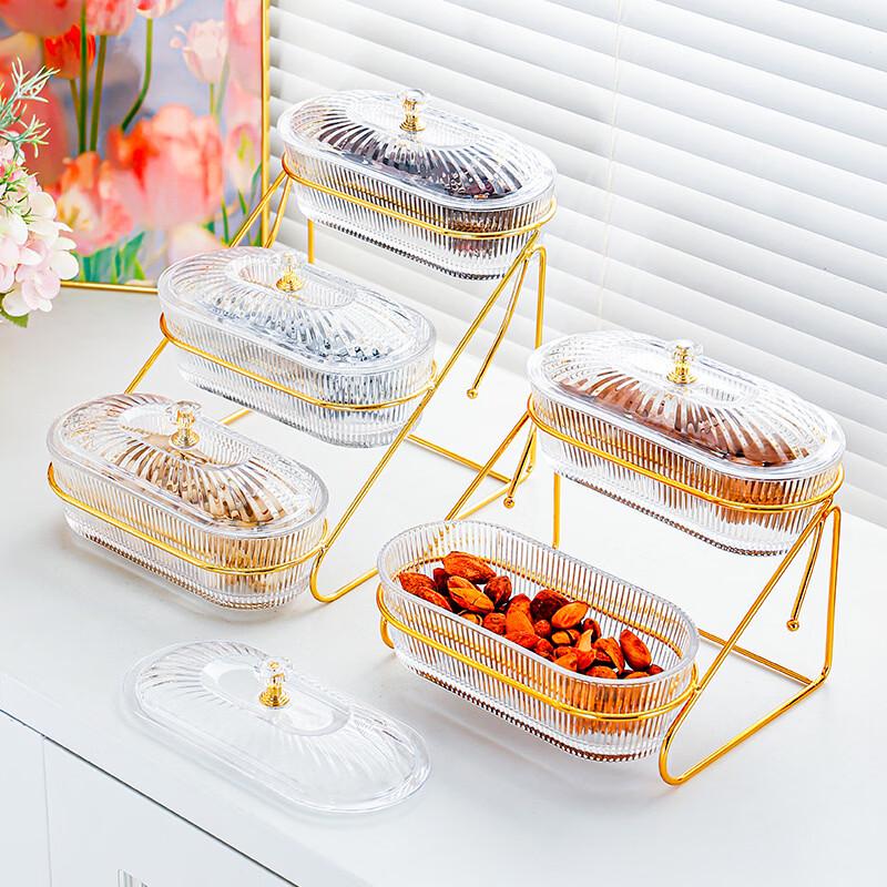 RuHan Diamond 2-Layer Plastic Fruit & Candy Plate with PVC Lid