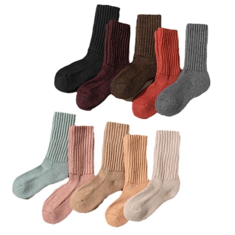 Womens Thick Wool Blend Socks With Fleece Lining Warm Winter Mid-Calf Comfort Fit Seniors