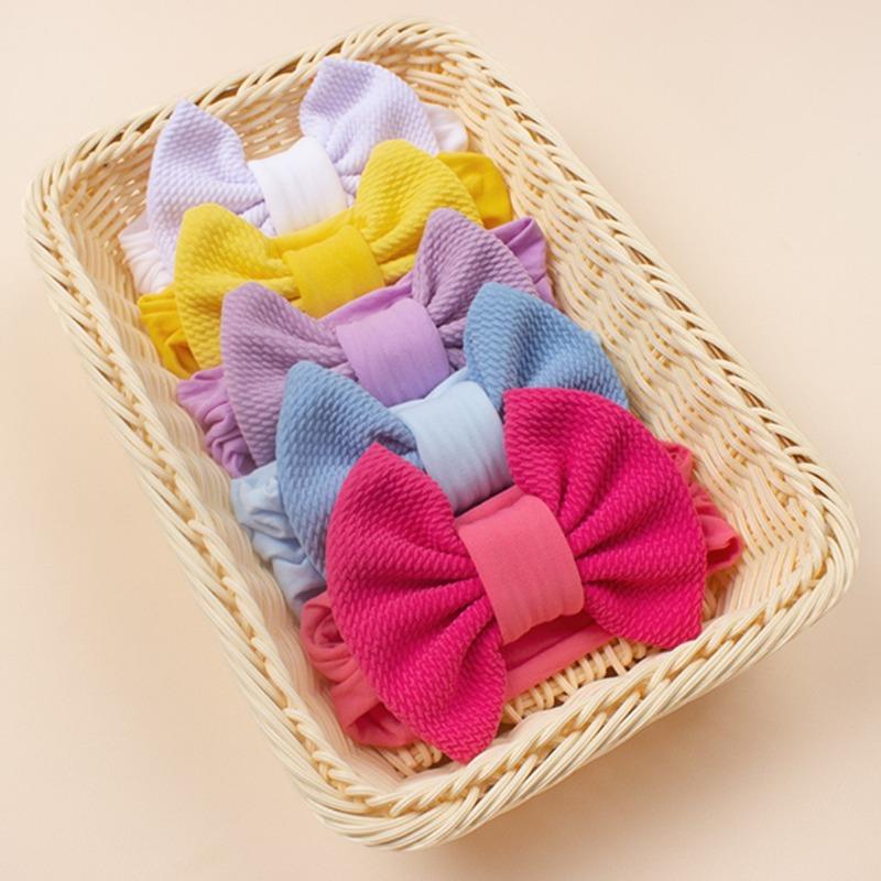 New children's threaded headgear, baby candy-colored nylon bow headscarf, summer baby headband