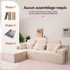 Reversible corner sofa with chaise longue, high back modular sofa, deep seat sofa bed without assembly beige