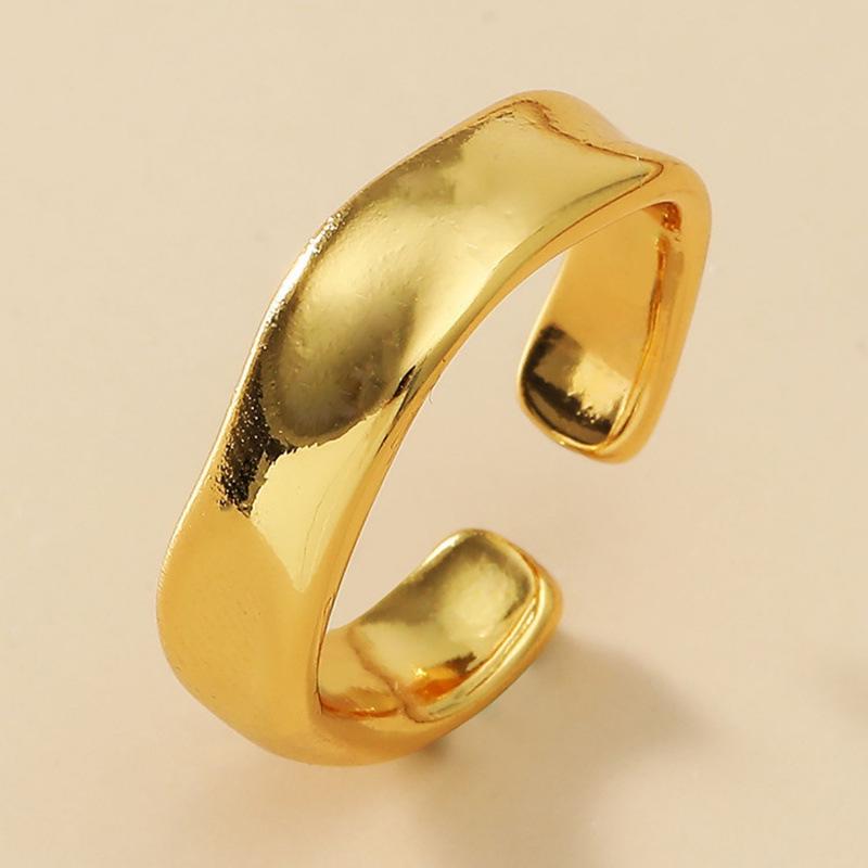 Set of 3 Adjustable Geometric Open Rings for Women, Korean Style - Simple, Trendy Semi-circular Design