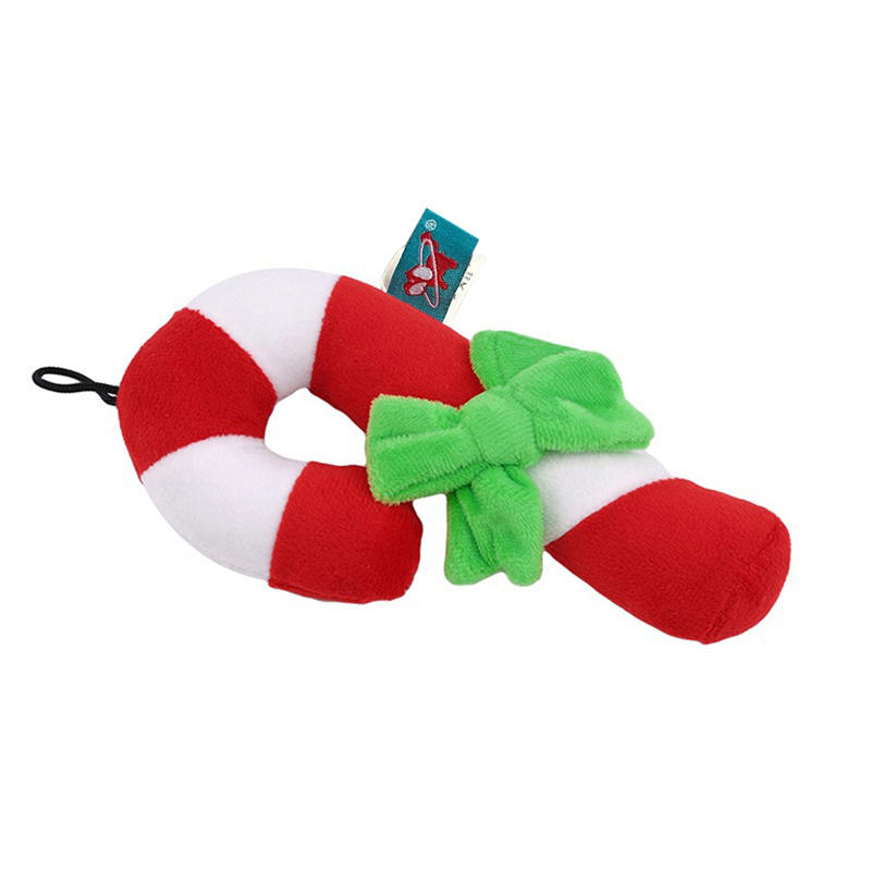 Weihnachten Haustier Hund Spielzeug Zuckerstange Krückenform Kauen Beißen Trainingswerkzeug Beißring Stock Reinigung Hund Interaktives Spielzeug Bissfest