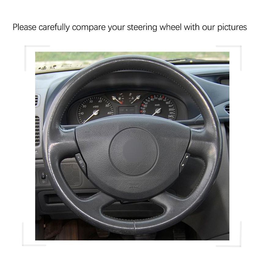 Black Faux Leather Car Steering Wheel Cover for Renault Laguna 2 Vel Satis Espace Trafic 2 2001-2014 Nissan Primastar 2009-2015