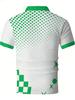 [Printed Design – Not Textured] Men'S Golf Shirt with Green And White Polka Dot Pattern, Casual Apparel, Suitable for Offices, Restaurants And Outdoor