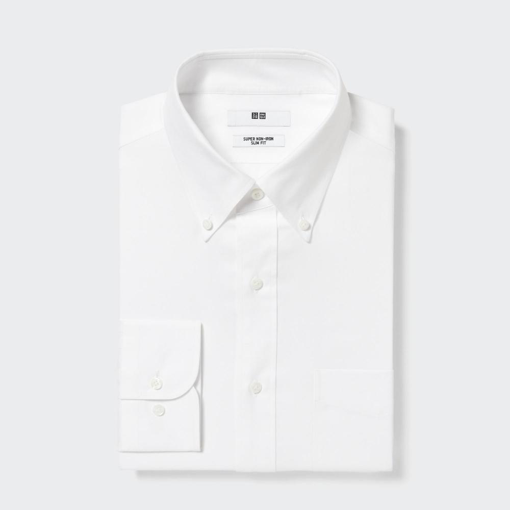 

Рубашка приталенного кроя UNIQLO Super Non Iron с длинными рукавами и воротником на пуговицах