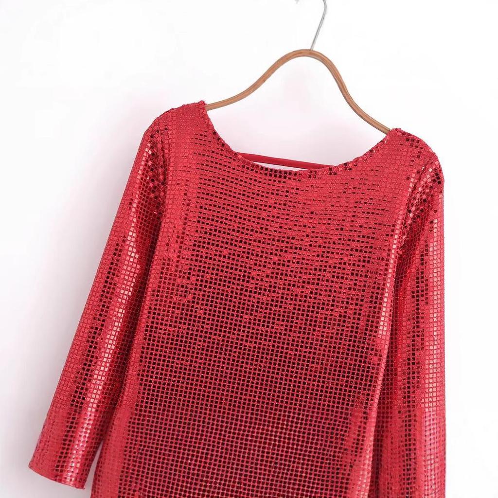 2025 Spring Women's European & American Style Backless Bodycon Dress with Stylish Hot Drill Design