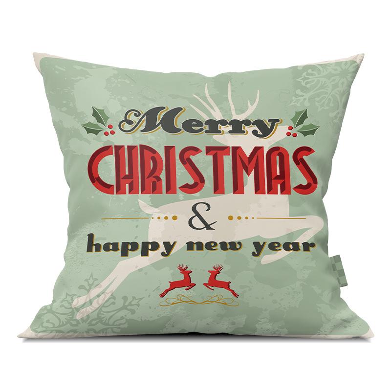 Merry Christmas Pillowcase Cartoon Printing Office Sofa Lumbar Pillow Cover for Home