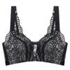 Women's Front Closure Full Coverage Floral Lace Bra Minimizer Wireless Bras Thin Section Cup Bra Adjustable Shoulder Straps