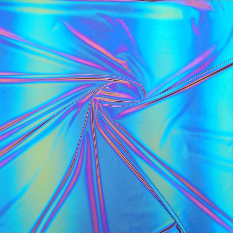100*140cm Duhová Světlo Odrážející Strečová Látka Gradient Větrovka DIY Dekor Bunda Kabát Oblečení Designová Látka