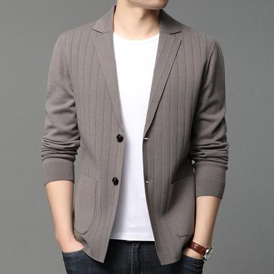 Men Business Cardigan Solid Long Sleeve Coat Autumn Winter Knitted Jacket