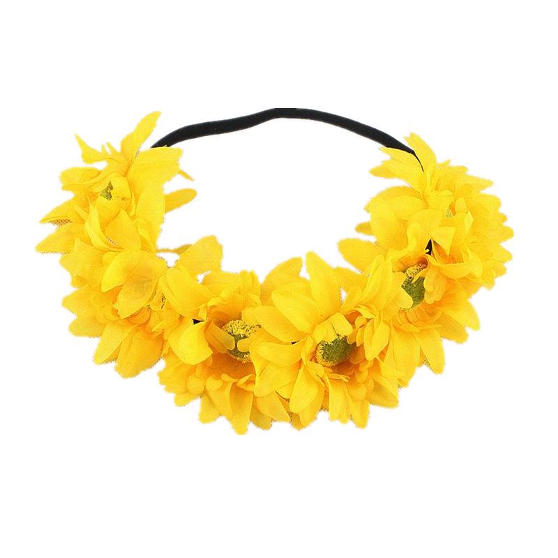 Sonnenblume Elastisches Stirnband Ungiftig Böhmische Haaraccessoires Blumenkranz Verstellbar Künstliche Gänseblümchen Blumen-Stirnband