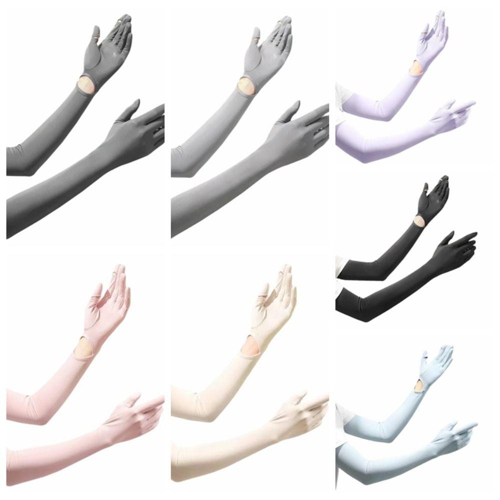 Non-slip Ice Silk Arm Sleeve Sun Protection Sunscreen Sleeve Gloves Thin Long Sleeve  Riding