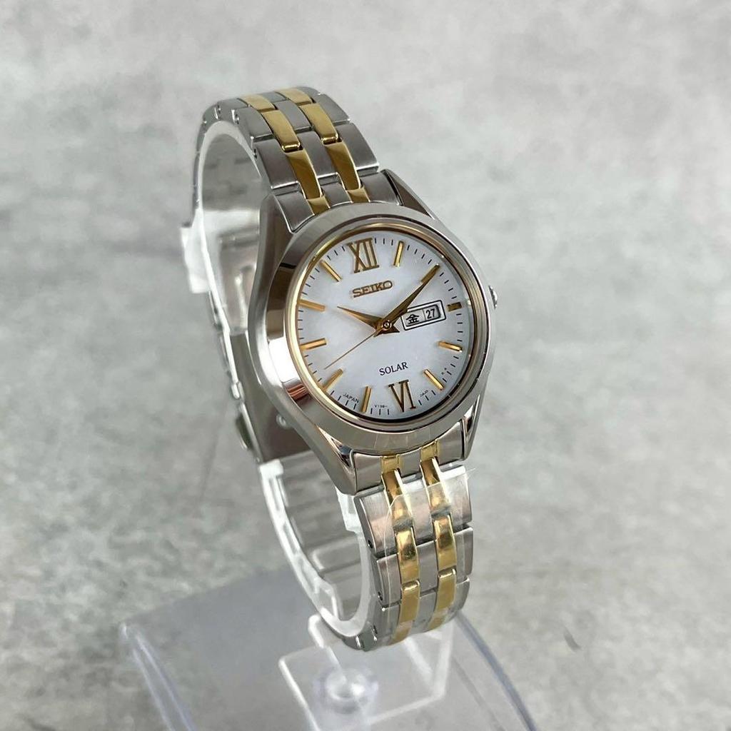 [USED] Seiko solar-powered radio-controlled watch with date display, combination dial