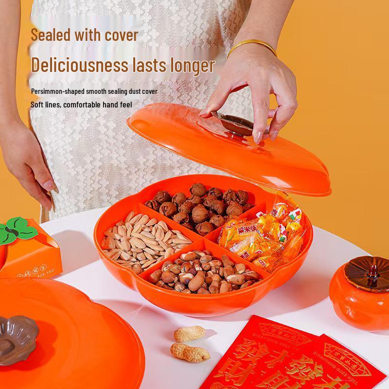 

Persimmon Ruyi Dried Fruit & Snack Storage Plate for Home, Living Room, or Coffee Table