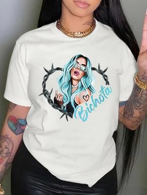Stylish Women's White Cotton T-Shirt with 6 Unique Patterns, Round Neck, Short Sleeves