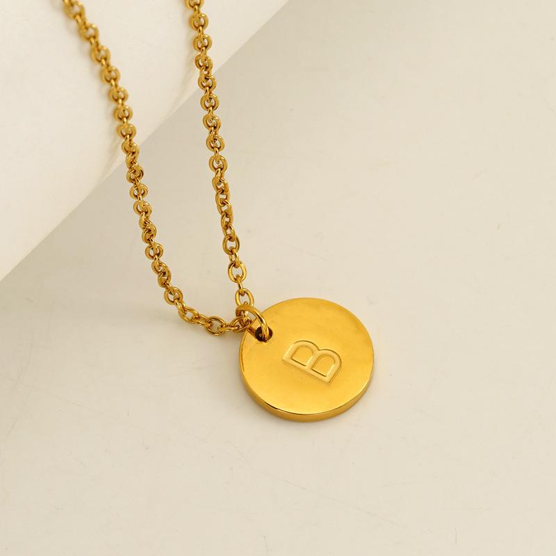 Round stainless steel 26 English letters necklace pendant mirror DIY jewelry accessories 26 letters