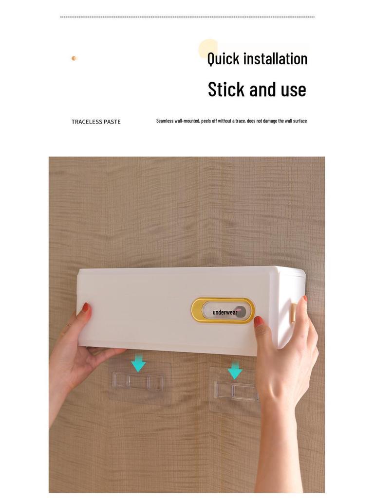 Wall-Mounted Sock & Underwear Organizer: Drawer-Style, Grid Design, Space-Saving Solution
