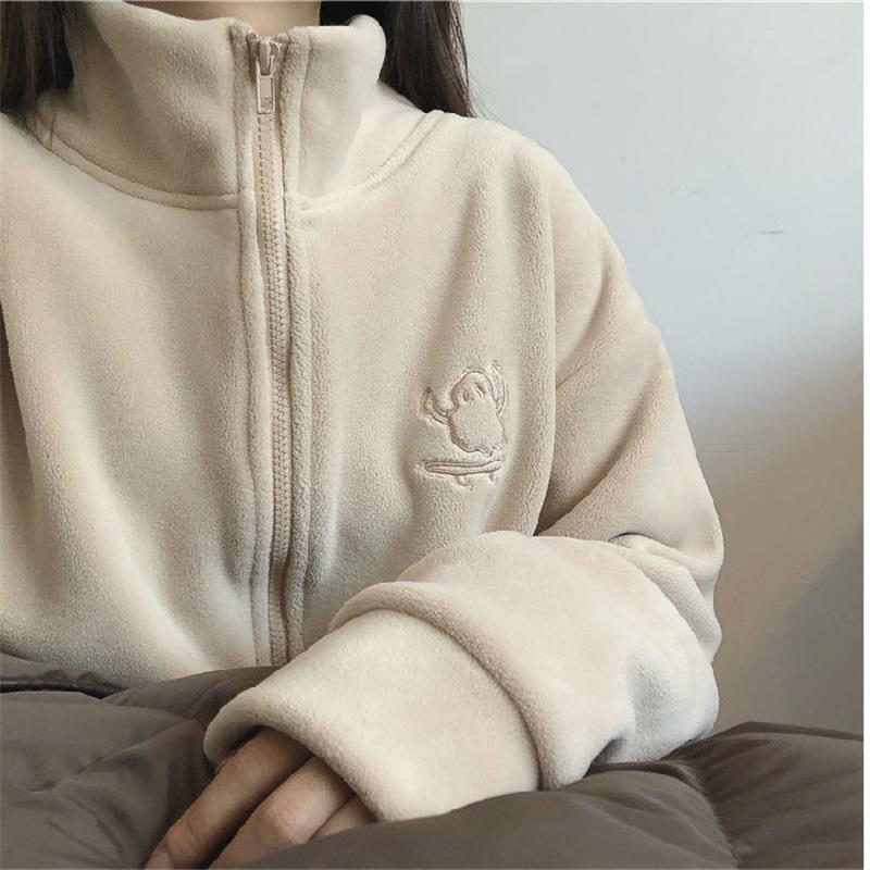 

Утолщенная бархатная вышитая куртка женская свободного кроя зимнее пальто S абрикосовый