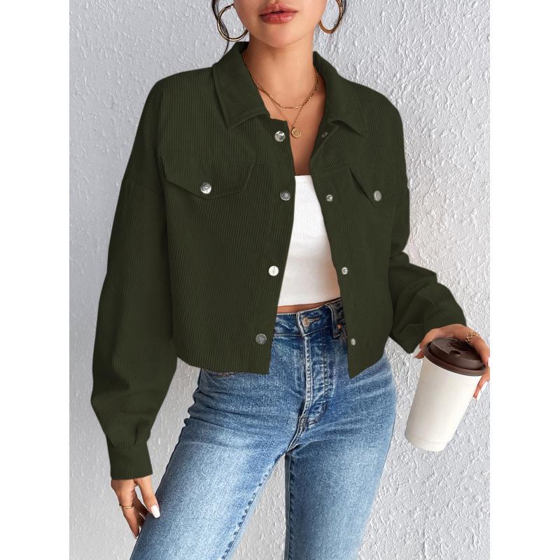 2024 Europe Autumn/Winter Women's Casual Short Lapel Corduroy Jacket