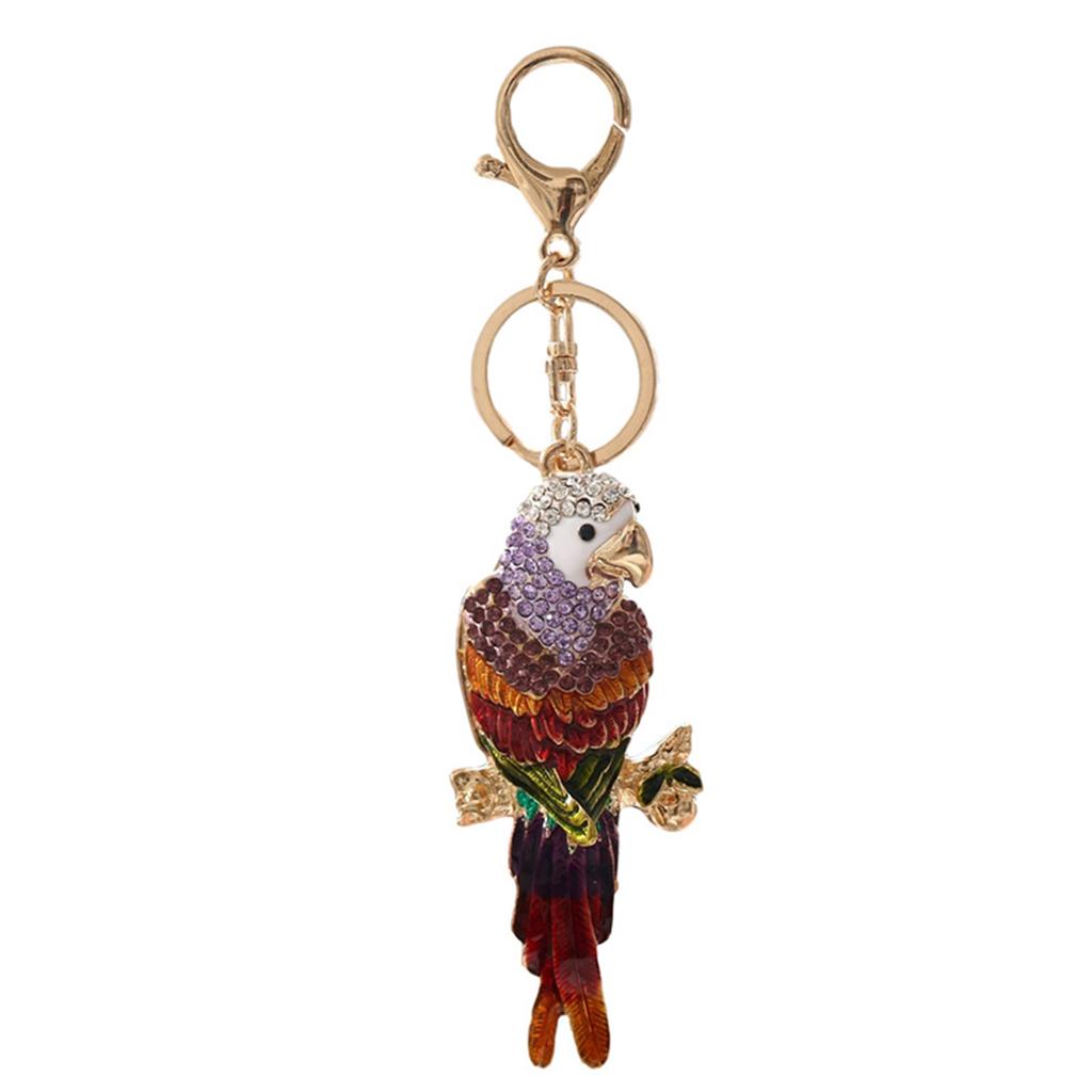Colorful Parrot-shaped Car Crafts Keychain Alloy Metal High-end Handbag Pendants Decorated Tourist Souvenirs As Gifts