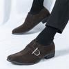 Fashion New Men's Pointed Faux Suede Leather Shoes Designer Monk Strap Loafers Formal Wedding Prom Dress Homecoming Footwear