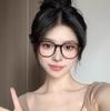 Korean Style Anti-Blue Light Ultralight Eyeglass Frames for Women - Large Frame, Cold Tea Color, Face-Slimming with Prescription Option