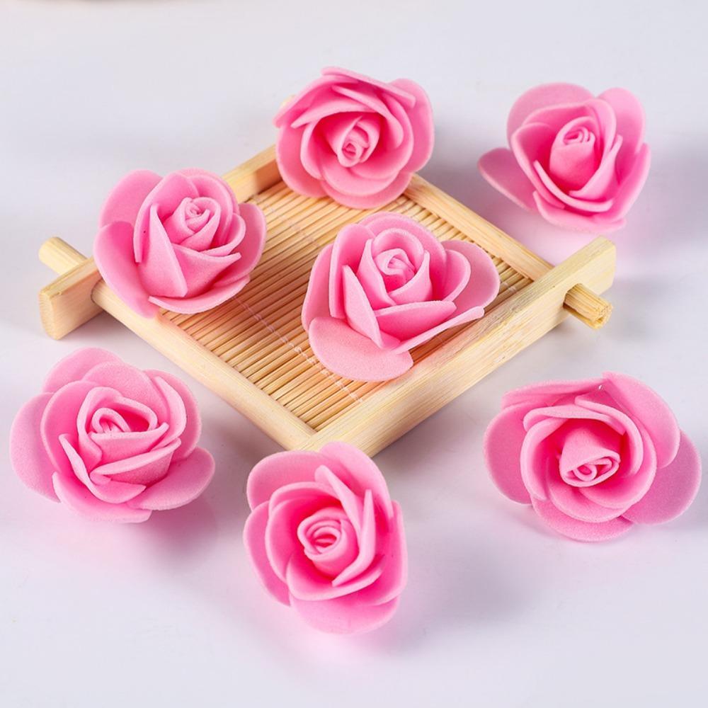 100/200Pcs Artificial Rose Flowers Heads 4cm Foam Fake Flowers For Home Room Decor Outdoor Garden Party Bride Wedding Decoration