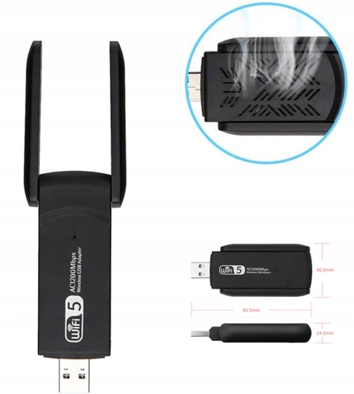 Karta Sieciowa Wifi 1200Mbps 5Ghz Usb 3.0 + Antena