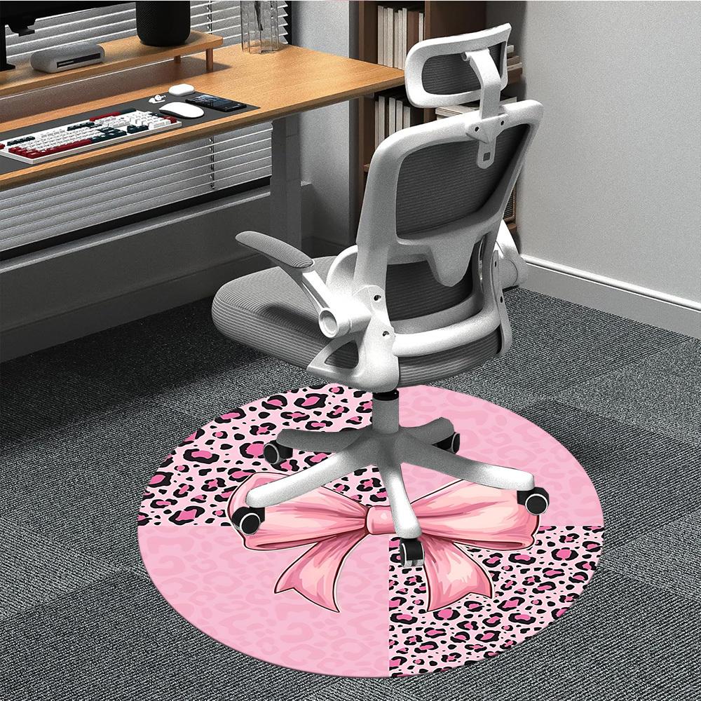 

1pc Pink Leopard Print Bow Chair Carpet for Office Non-Slip, Rug for Office, Room, Good Gift for Family or Friends, yy251226185 80cm by 80cm