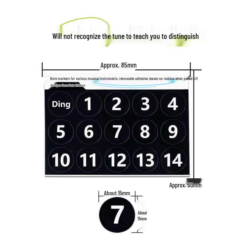 Handpan Drum Note Stickers for Beginners: Ethereal Steel Tongue Drum Fingering Guides