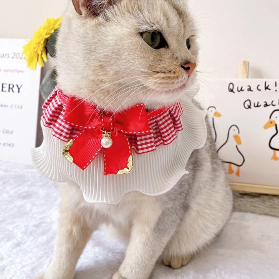 Ρυθμιζόμενο λουράκι γιακά κατοικίδιων ζώων Αντιασφυκτική Φουλάρι κουταβιού με δικτυωτό κρεμαστό κρεμαστό ψεύτικο μαργαριτάρι, ανθεκτικό στο δάκρυ