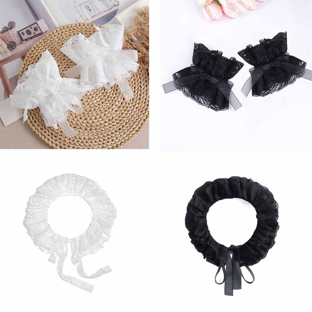 Lace Ruffled Lace Fake Collar Black Blouse Shoulders Fake Collar Universal Ruffled Sleeve  Ladies