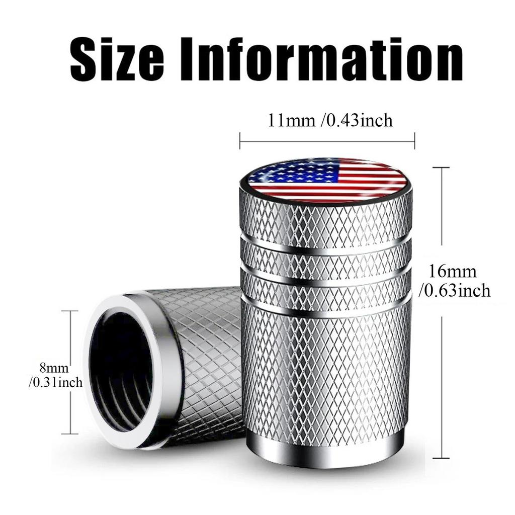 Aluminum Tire Valve Cap Set, Car Stem Cover - Proof 4 Piece Stem