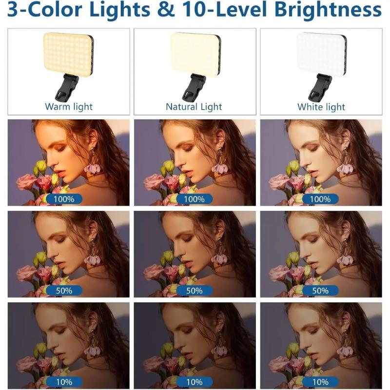 Portable Mini LED Selfie Fill Light 3 Modes Adjustable Brightness USB Rechargeable Lamp for Phone Computer Live Video Makeup