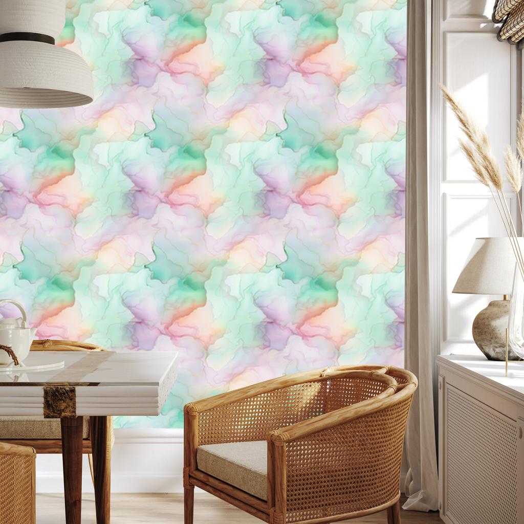 Ink Wallpaper Light Gray, Mint, and White for Living Room and Bedroom 50x1000