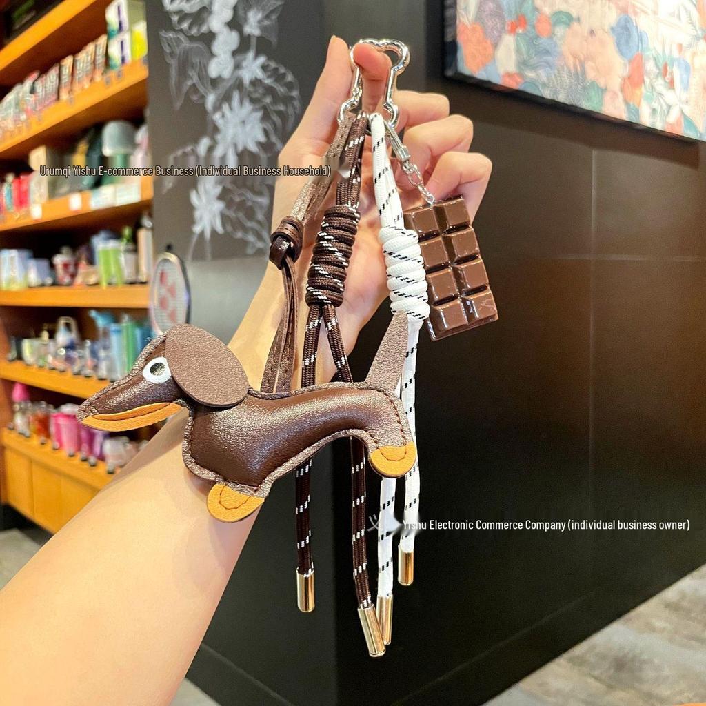 Miu-Style Sausage Dog Plush Charm - Backpack, Car, Keychain Gift