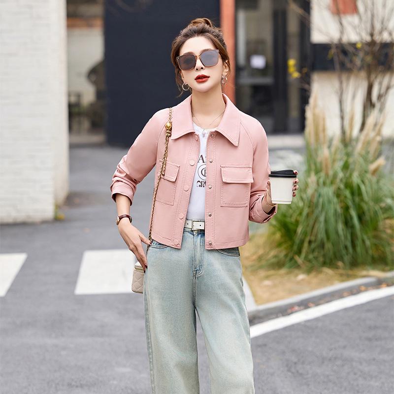 Women's 2025 Spring Fashion Loose PU Leather Jacket, Casual Top Z8803