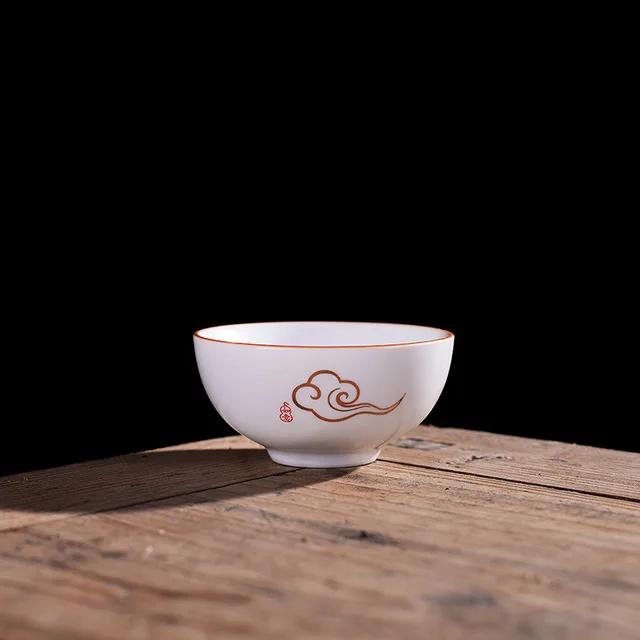 4pcs High Quality White Porcelain Tea Cup, Ding Kiln White Teacup , Matt Glaze Kung Fu Tea Set Tea Ceremony Supplies Mug