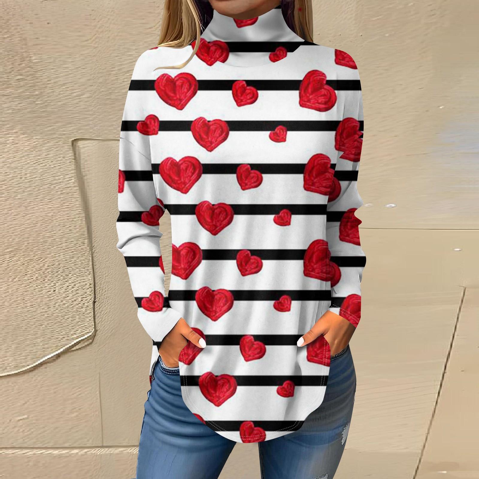 

Футболки для женщин, осенние повседневные рубашки с длинным рукавом, толстовка с принтом, топ с высоким воротом, пуловер XL белый