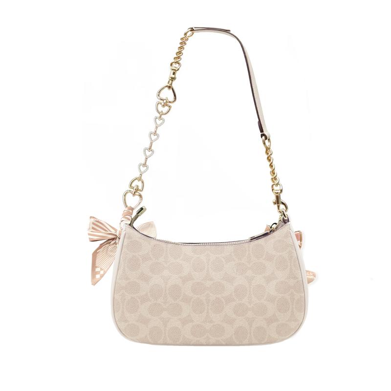 Coach Shoulder Bag [Customized Bag] Teri 24 Classic Presbyopic Logo Zipper Closure, Pendant, Scarf, Bow, Printing, Extension Mint Ice Basic Style