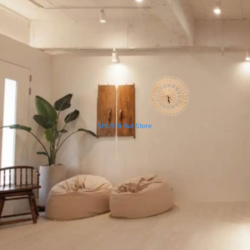 Rattan Woven Wall Clock for Creative Modern Art Wall-mounted Clock D57B